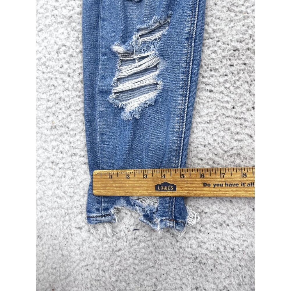 Women's American Eagle Light Wash Distressed Destroyed Denim Mom Jeans Size 4 - Picture 6 of 14